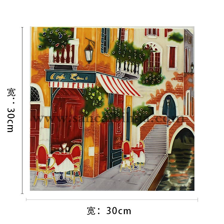 歐式古典街景三彩壁畫(huà)擺件 歐式古典街景三彩壁畫(huà)擺件
